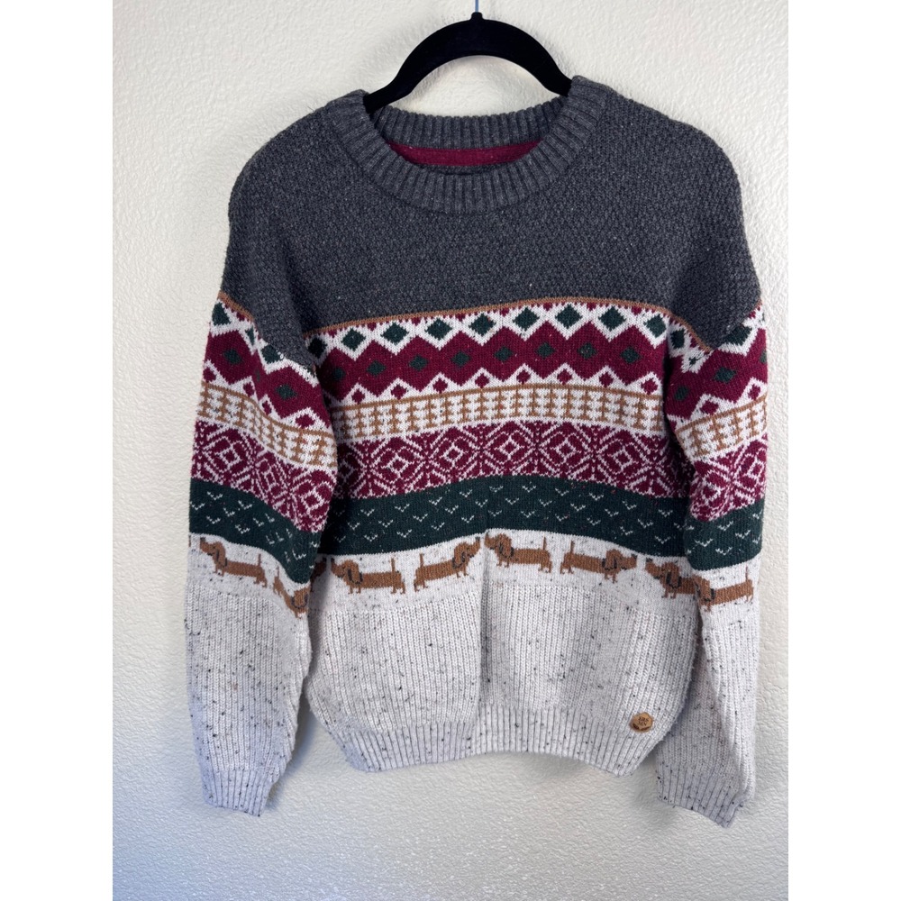 Souris Mini Dachshund Fair Isle Sweater Kids Size 12 Christmas Nordic Knit